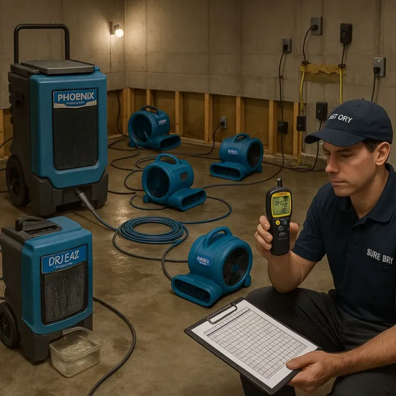 Structural Drying and Dehumidification process in Kiowa, KS